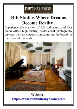 Rift Studios Where Dreams Become Reality