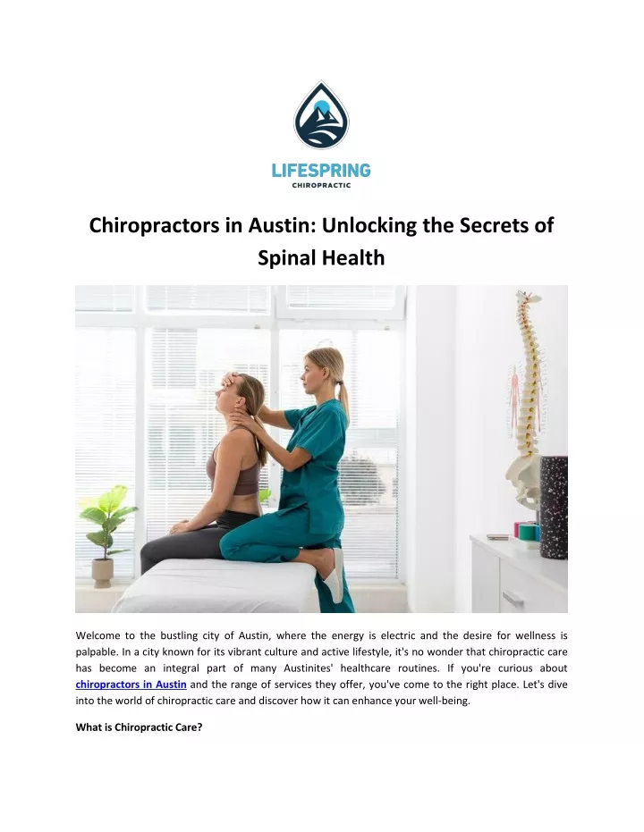 chiropractors in austin unlocking the secrets