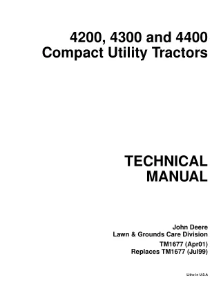 John Deere 4200 4300 4400 Compact Utility Tractor Service Repair Manual Instant Download