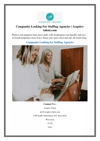 Companies Looking For Staffing Agencies Acquire-talent