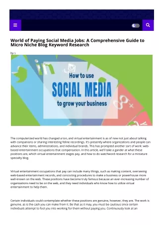 World of Paying Social Media Jobs: A Comprehensive Guide to Micro Niche Blog Key