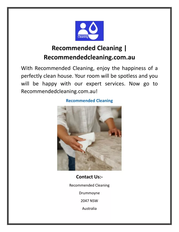 recommended cleaning recommendedcleaning com au