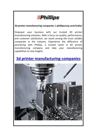 3d printer manufacturing companies phillipscorp.com