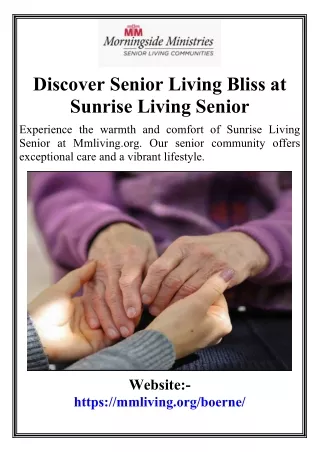 Discover Senior Living Bliss at Sunrise Living Senior