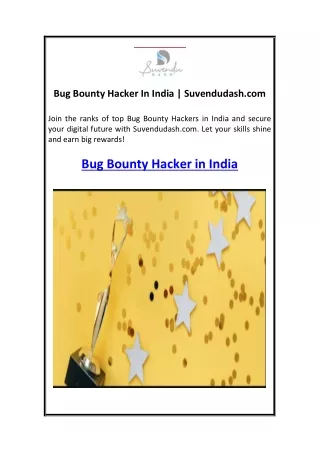 Bug Bounty Hacker In India  Suvendudash.com