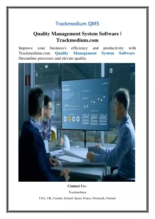 Quality Management System Software Trackmedium