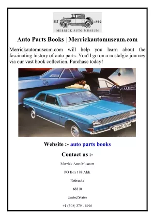 Auto Parts Books  Merrickautomuseum.com
