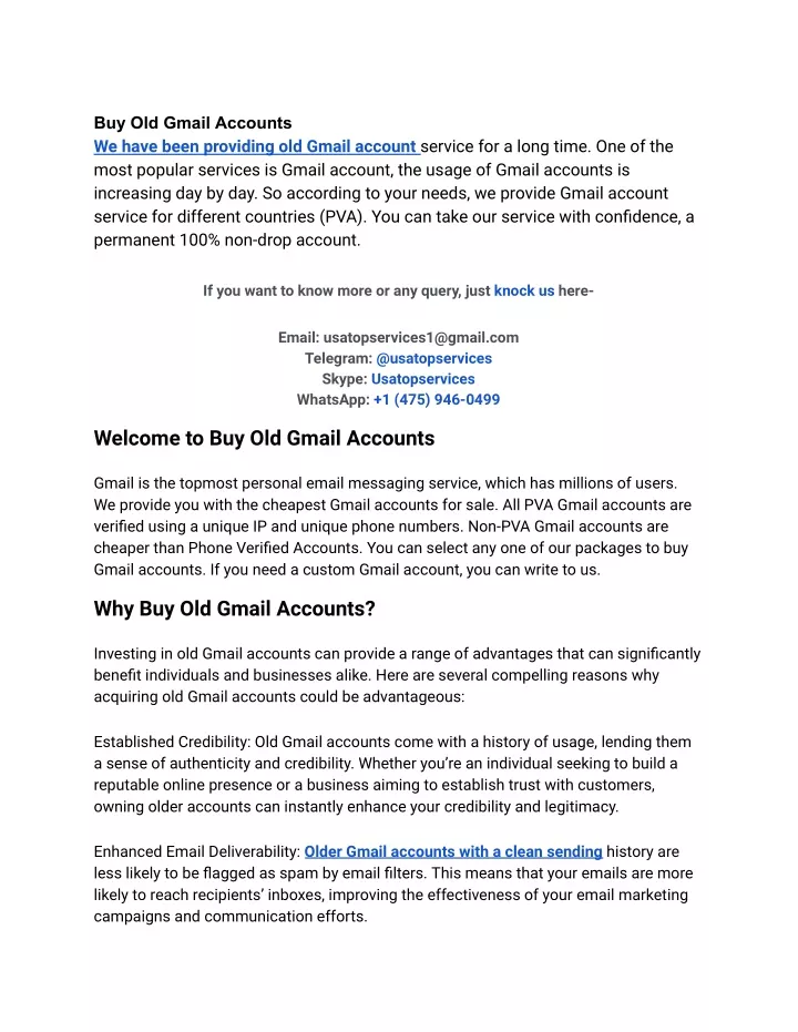 buy old gmail accounts we have been providing