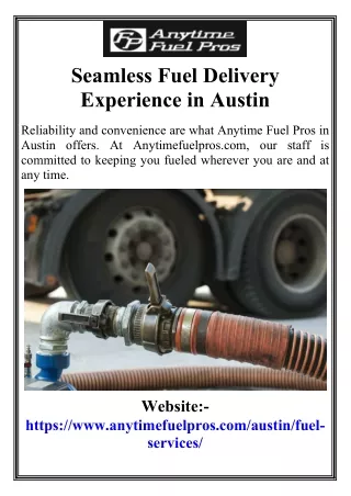 Seamless Fuel Delivery Experience in Austin