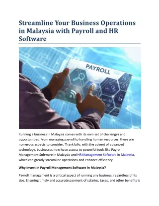 Streamline Your Business Operations in Malaysia with Payroll and HR Software