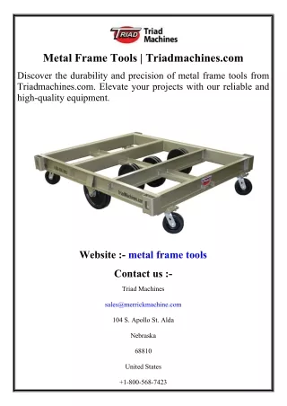 Metal Frame Tools  Triadmachines.com