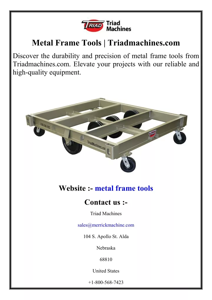 metal frame tools triadmachines com