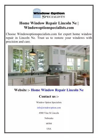 Home Window Repair Lincoln Ne  Windowoptionspecialists.com