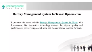 Battery Management System In Texas Rpe-na.com