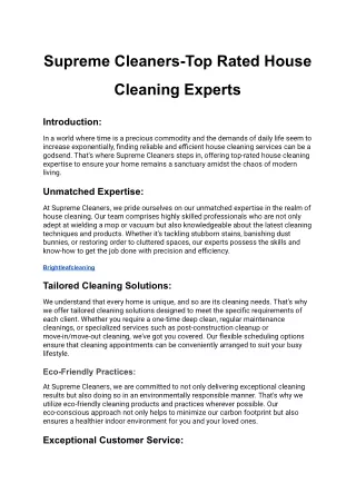 Supreme Cleaners-Top Rated House Cleaning Experts