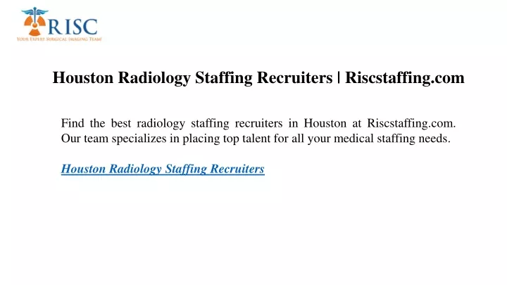 houston radiology staffing recruiters