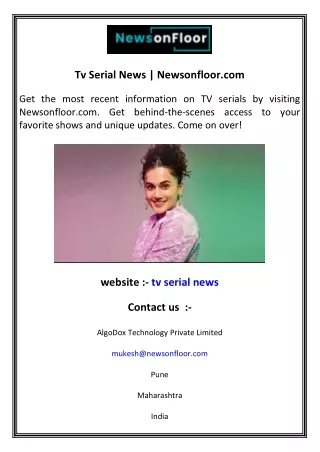 Tv Serial News   Newsonfloor.com