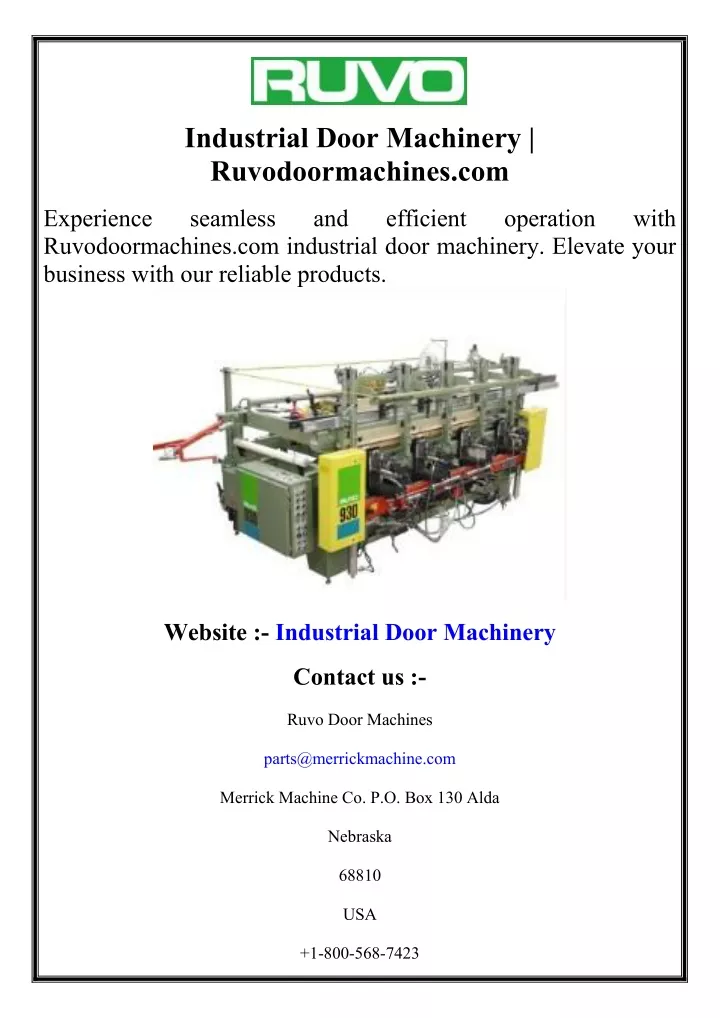 industrial door machinery ruvodoormachines com