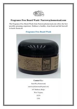 Fragrance Free Beard Wash Narrowayhomestead
