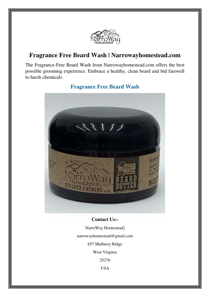 fragrance free beard wash narrowayhomestead com
