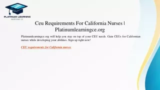 ceu requirements for california nurses