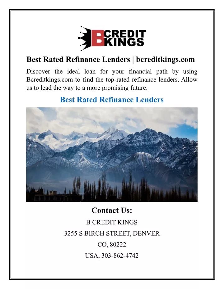 PPT - Best Rated Refinance Lenders Bcreditkings PowerPoint Presentation ...