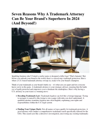 Seven Reasons Why A Trademark Attorney Can Be Your Brand’s Superhero In 2024 (And Beyond!)