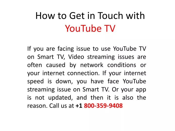 how to get in touch with youtube tv