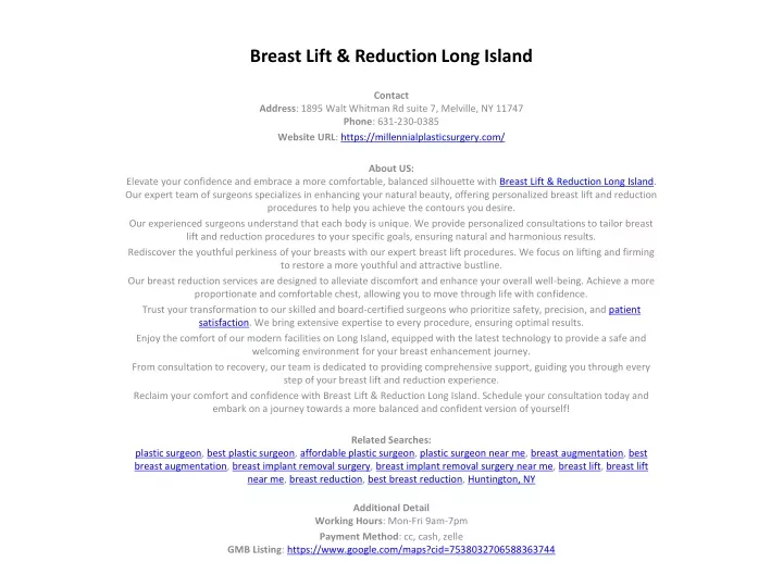 breast lift reduction long island