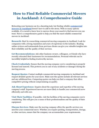 How to Find Reliable Commercial Movers in Auckland: A Comprehensive Guide