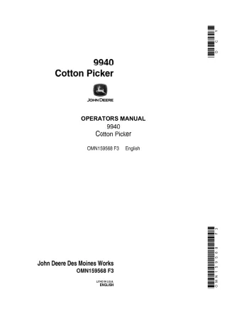 John Deere 9940 Cotton Picker Operator’s Manual Instant Download (Publication No.OMN159568)