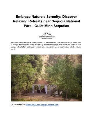 Embrace Nature's Serenity: Discover Relaxing Retreats near Sequoia National Park