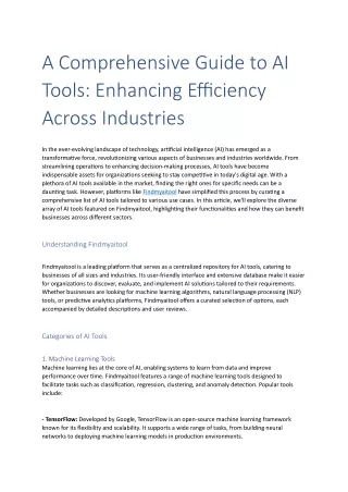 Exploring the Top AI Tools: Enhance Your Workflow with FindMyAITool