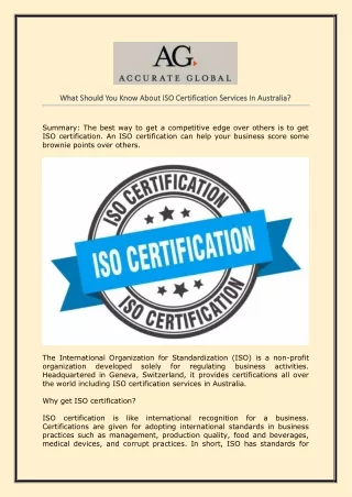What Should You Know About ISO Certification Services In Australia