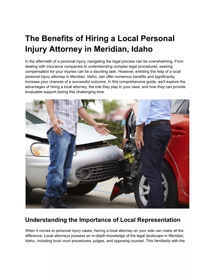 the benefits of hiring a local personal injury