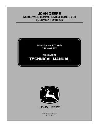 John Deere Mini-Frame Z-Trak 717 727 Mower Service Repair Manual Instant Download (TM2043)