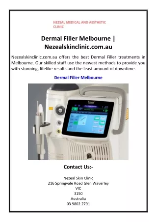 Dermal Filler Melbourne Nezealskinclinic.com.au