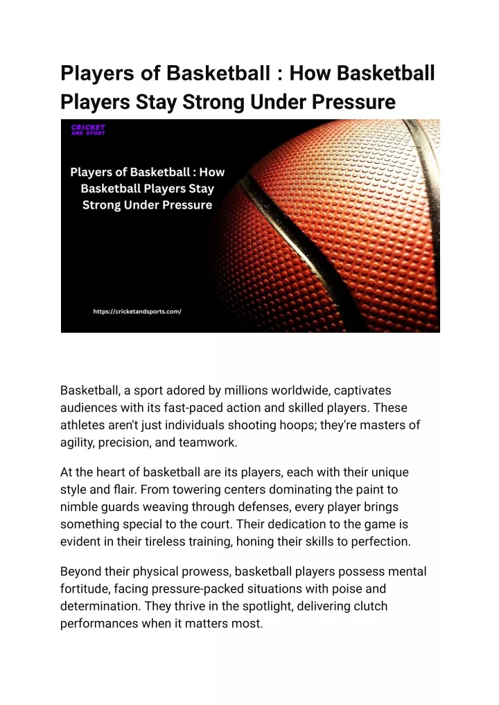 players of basketball how basketball players stay