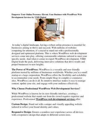 WordPress Web Development Services by VMD Digital