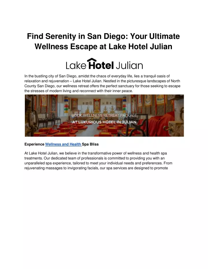 find serenity in san diego your ultimate wellness escape at lake hotel julian