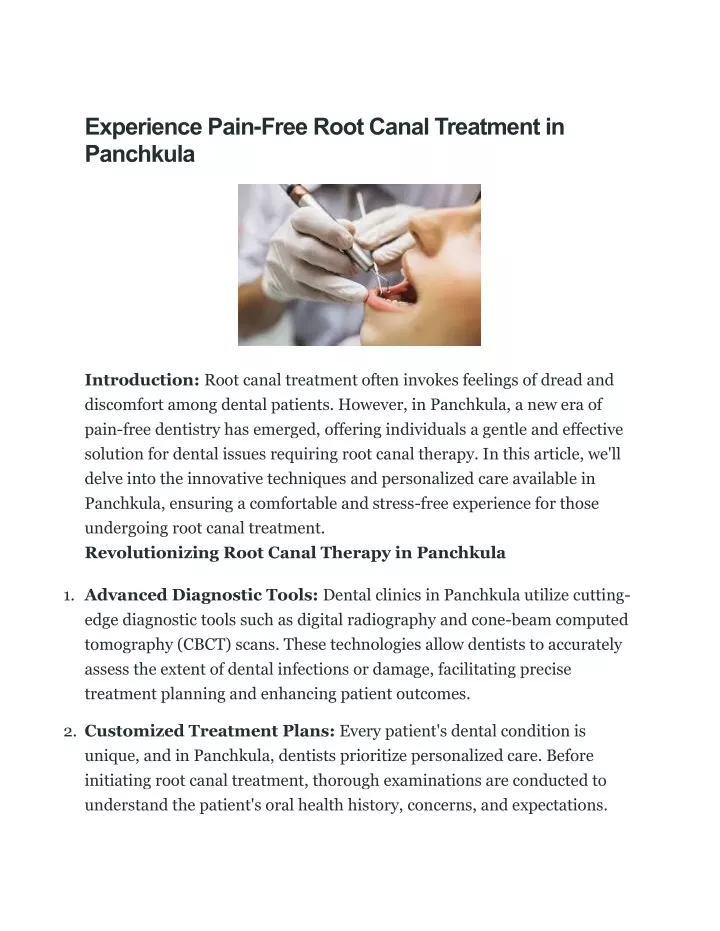 experience pain free root canal treatment