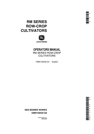 John Deere RM Series Row-Crop Cultivators Operator’s Manual Instant Download (Publication No.OMN159539)