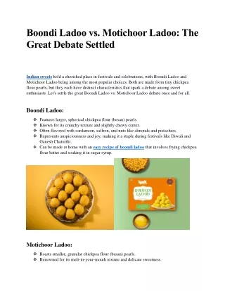 Boondi Ladoo vs. Motichoor Ladoo: The Great Debate Settled