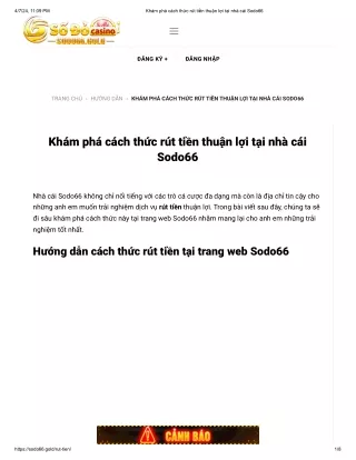 Khám phá cách thức rút tiền thuận lợi tại nhà cái Sodo66