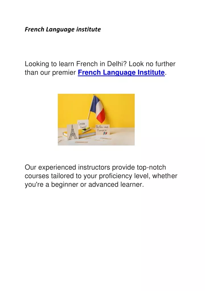 french language institute looking to learn french