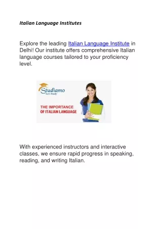 Italian Language Institutes | institutesindelhi