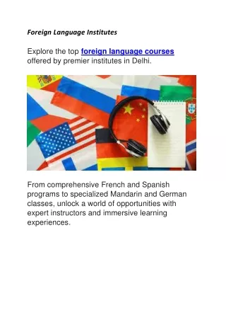 Foreign Language Institutes | institutesindelhi