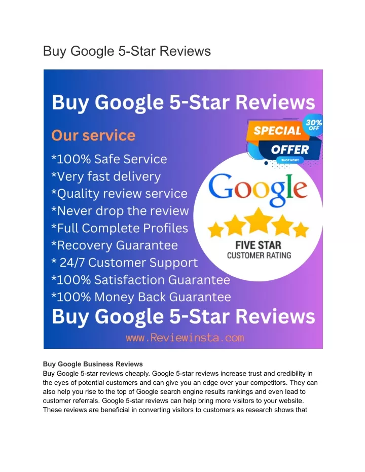 buy google 5 star reviews