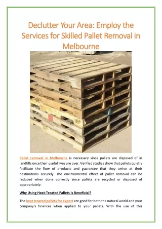 declutter your area employ the services for skilled pallet removal in melbourne