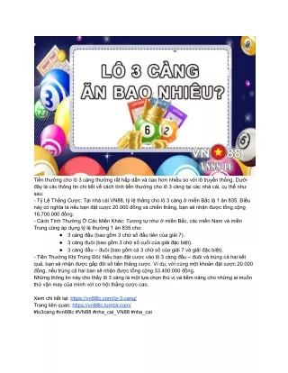 Giải Thích Chi Tiết Về Lô 3 Càng Tại VN88LC Cho Người Chơi Mới